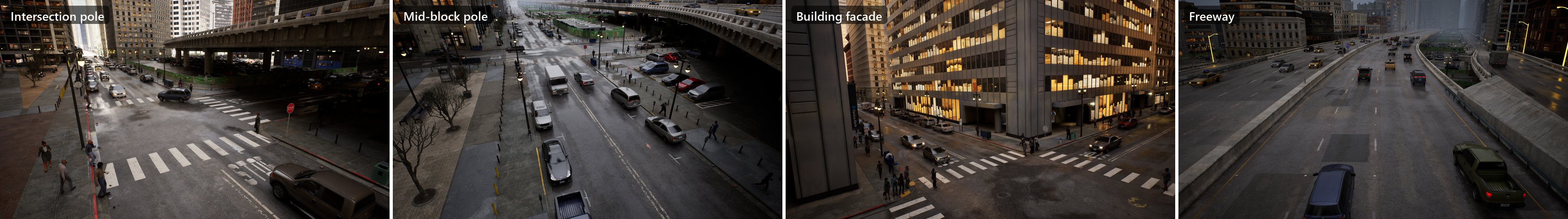 Intersection pole, mid-block pole, facade and freeway cameras