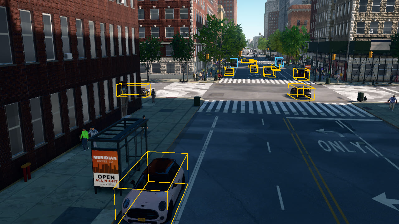 Projected 3D boxes of the vehicles
