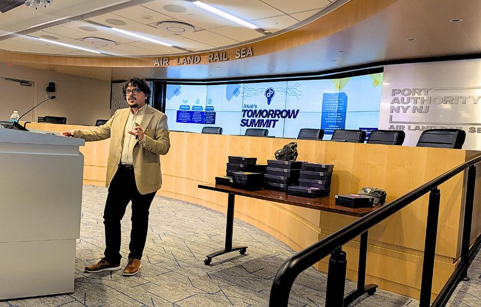 Mehmet Kerem Turkcan presenting at the Port Authority Tomorrow Summit
