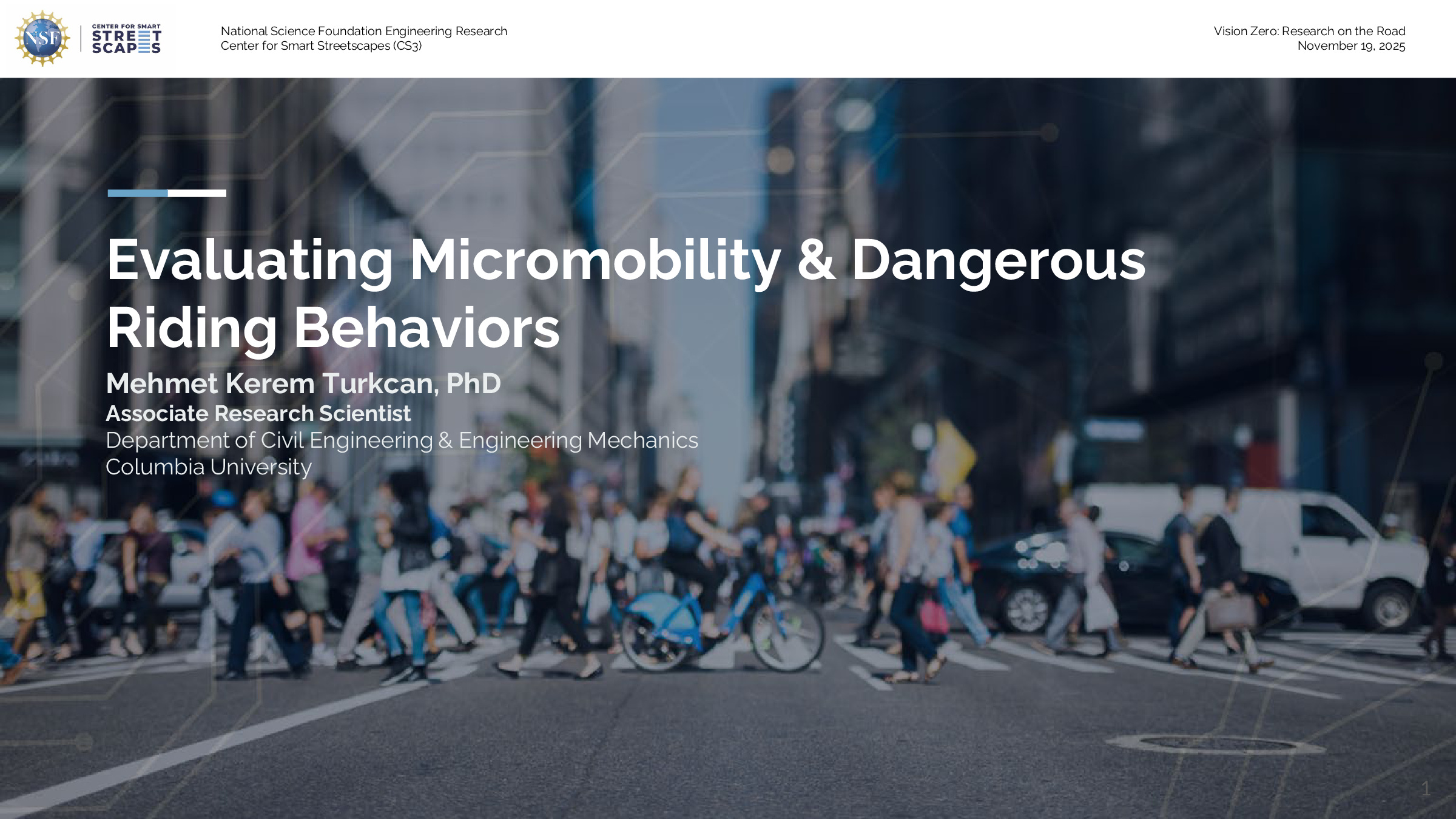 Title slide for Evaluating Micromobility and Dangerous Riding Behaviors